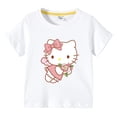 thumbnail image 3 of Camiseta de Hello Kitty para niños, ropa transpirable de verano de algodón de manga corta con cuello redondo y media manga con dibujos animados, 3 of 5
