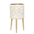 thumbnail image 2 of Floral Metal Planter Pot With 3-Leg Gold Metal Base - White & Gold - 15.75"H x 8.5"W, 2 of 4