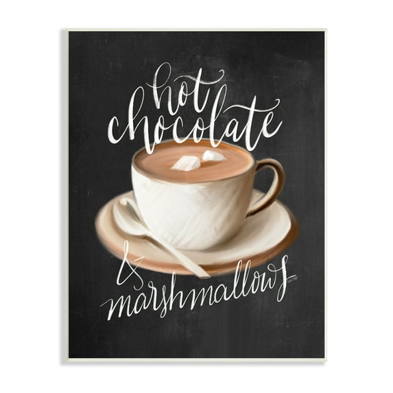 Stupell Industries Hot Chocolate Cozy Winter Beverage Calligraphy Cafe Sign Wood Wall Art, 10 x 15, Design by House Fenway