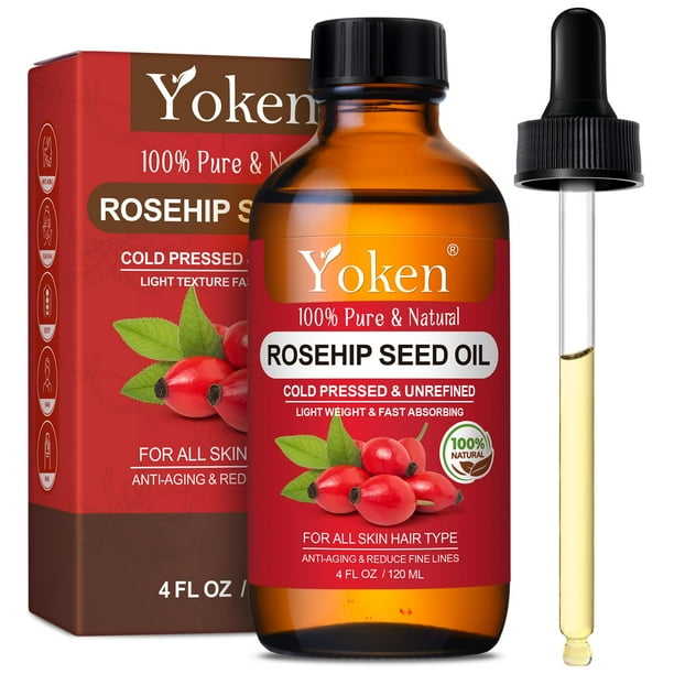 Aceite de semilla de rosa mosqueta Yoken, 120 ml, 100% puro para rostro, piel y cicatrices
