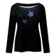 thumbnail image 4 of Moda mujer Casual impresión cuello redondo manga larga suelta camiseta otoño blusa pulóver Tops Pompotops  FGAJ6118, 4 of 5