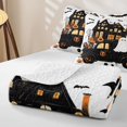 thumbnail image 4 of Homewish Halloween Haunted House Truck Bed Spread Queen, Gnome Pumpkin Queen Coverlet Set, Black Orange White, 3-Piece 1 Bedspread and 2 Pillowcases, 4 of 7