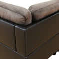 thumbnail image 5 of MAYEERTY 103.5" Dark Brown Flannel PVC 3-Piece Couch Durable Rich-Toned Living Room Furniture, 5 of 12