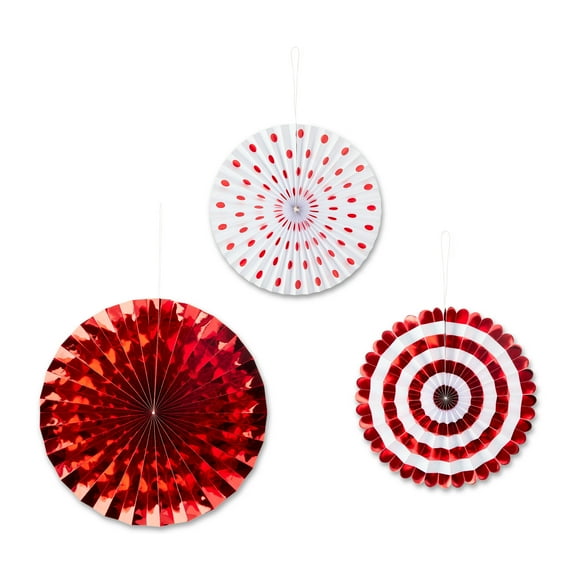 Red Paper Hanging Party Fans, 3 Pieces by Way to Celebrate