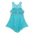 thumbnail image 3 of LiiYii Kids Girls Sequined Lyrical Ballet Dance Dress Sleeveless Cutout Back Irregular Tulle Skirt Light Blue 12, 3 of 6