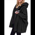 thumbnail image 1 of Chaqueta con Capucha y Cuello en V de Larga de Color Liso para Mujer, Informal, Holgada, de Felpa, Sin Botones. Negro M, 1 of 7