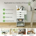 thumbnail image 5 of Gymax Craft Storage Cart Mobile Drawer Utility Cart with Drawers Shelves White, 5 of 10