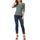 thumbnail image 2 of Camisetas de rayas para mujer Inspire Chic, corte ajustado, mangas de codo, cuello barco, talla XL, verde y gris, 2 of 6