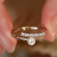 thumbnail image 3 of YYKihy Pearl Sterling Silver Ring For Women 925 Sterling Silver Cubic Zirconia Wrap Finger Open Statement Rings Engagement Rings, 3 of 5