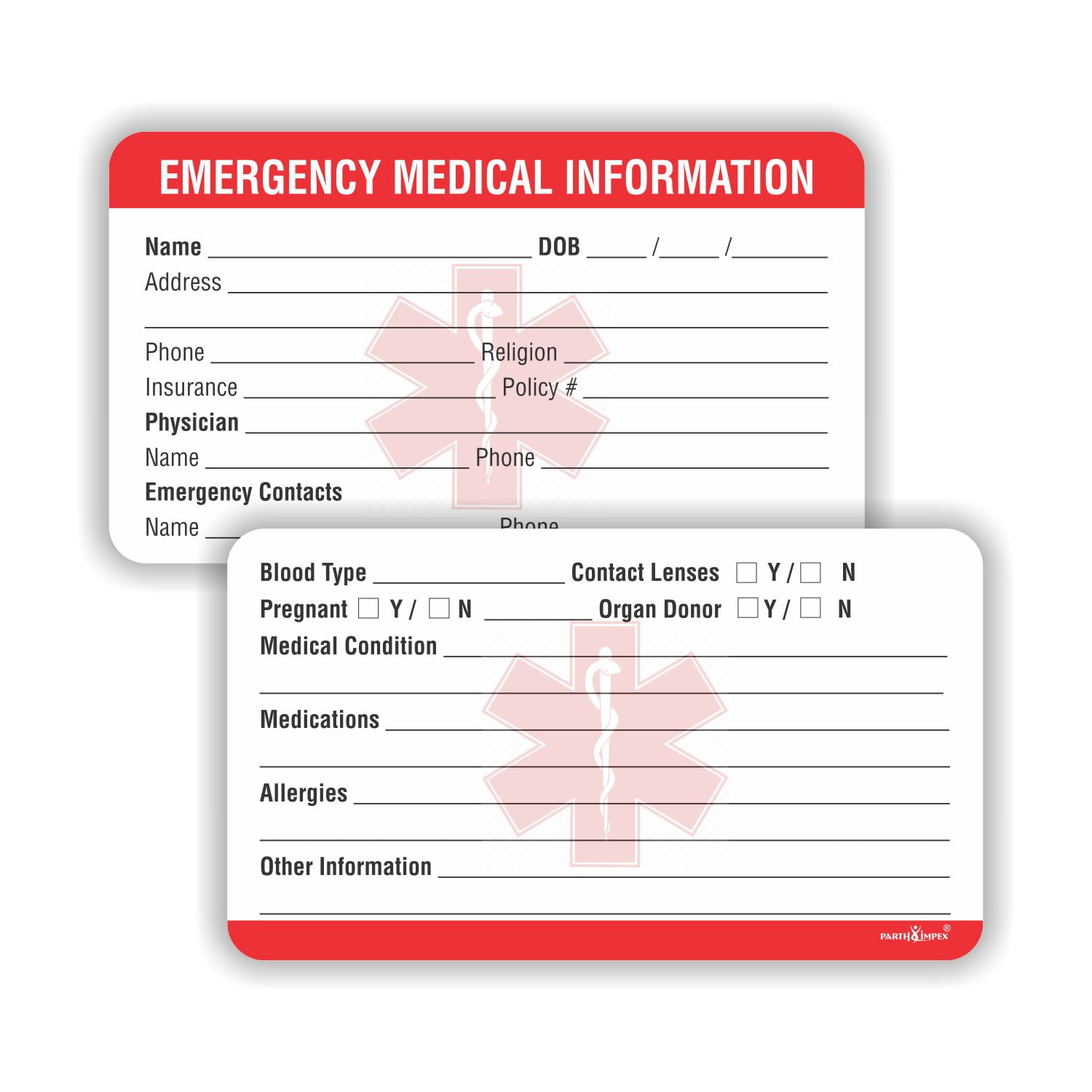 emergency-medical-information-id-card-pack-of-25-3-5-x-2-round-corner-700-gsm-thick-card-stock-walmart-com for Free Printable Medical Wallet Card Emergency Medical Information ID Card (Pack of 25) 3.5