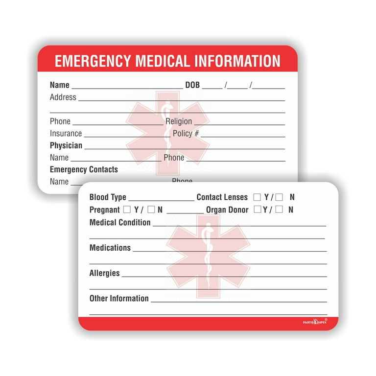 emergency-medical-information-id-card-pack-of-25-3-5-x-2-round-corner-700-gsm-thick-card-stock-walmart-com for Free Printable Medical Alert Card Emergency Medical Information ID Card (Pack of 25) 3.5