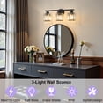 thumbnail image 5 of Deyidn Black Vanity Light, 3-Light Modern Bathroom Fixture with K9 Crystal Shades, 22 Inches, Dimmable, 5 of 12