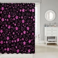 thumbnail image 2 of Manfei Sparkle Stars Printed Shower Curtain 72Wx78L,Kawaii Cartoon Themed Bath Curtain,Black Pink, 2 of 5