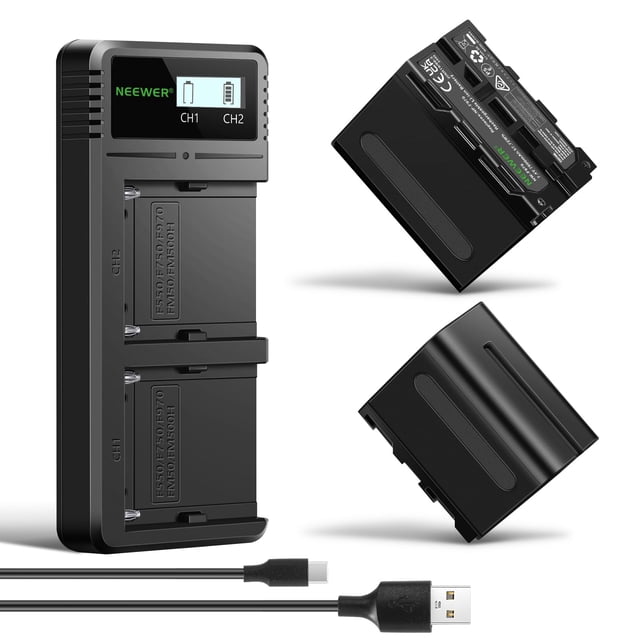 Baterías de repuesto y cargador Neewer NP-F970 7800 mAh x2