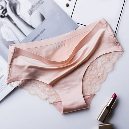 

Wisremt Women Lace Seamless Solid Color Underwear Low Waist Female Slim Briefs