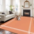 thumbnail image 3 of Pure Tangerine Large Area Rug 8x10 FT, Non Slip Living Room Throw Carpet, Simple Solid Color Washable Soft Indoor Outdoor Carpet Non-Shedding Rug for Bedroom Dining Room, 3 of 9