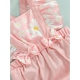 thumbnail image 6 of Newborn Girl Romper Outfits, Fly Sleeve Flower Pattern Elastic Waist Bodysuit + Cute Bow-Knot Headband Set, 6 of 9