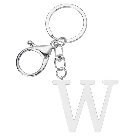 Uxcell Initial Letter Key Chain, Letter A-Z Keychain Initials Keyring Alphabet Keyrings for Keys, Silver (W)