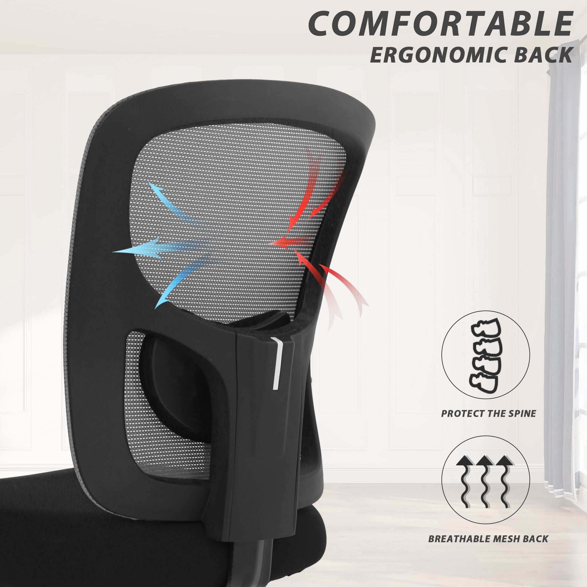 CL.HPAHKL Office Chair Ergonomic Desk Chair, 400lbs Big and Tall Mesh Chair, Computer Chair with Adjustable Arms & Seat Height, Rolling Swivel PC Chair for Home Office, Grey