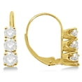 thumbnail image 1 of Three-Stone Leverback Diamond Earrings 14k Yellow Gold (1.00ct), 1 of 2