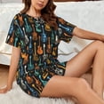 thumbnail image 4 of Rateoe Colorful Guitar for 2 Piece Short Sleeves Pajama Sets Casual Lounge Sleepwear Ladies Pjs Sets with Pocket-X-Large, 4 of 6