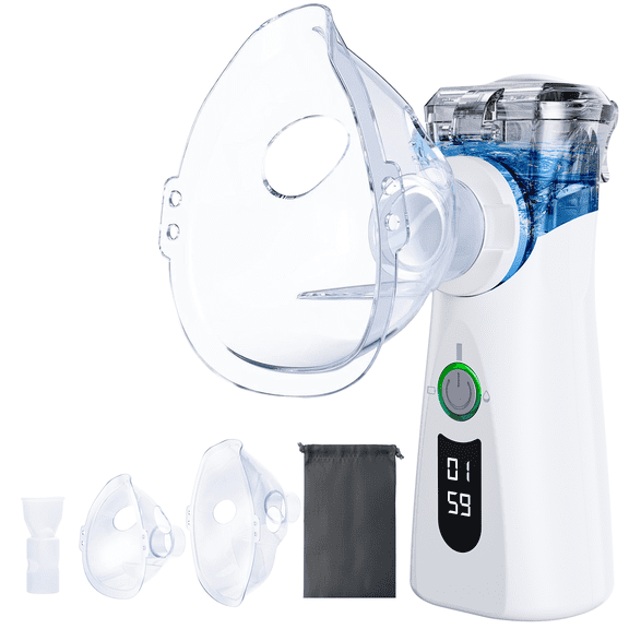 Portable Ultrasonic Breathing System, Humidify any liquid, with Rechargeable Battery & Whisper quiet for Home and Travel,Gray