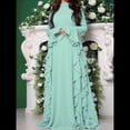 thumbnail image 4 of Vestidos Ajustados para Mujer, Elegantes Vestidos Largos de Cóctel con Mangas Acampanadas y Dobladillo con Volantes. Verde S, 4 of 10
