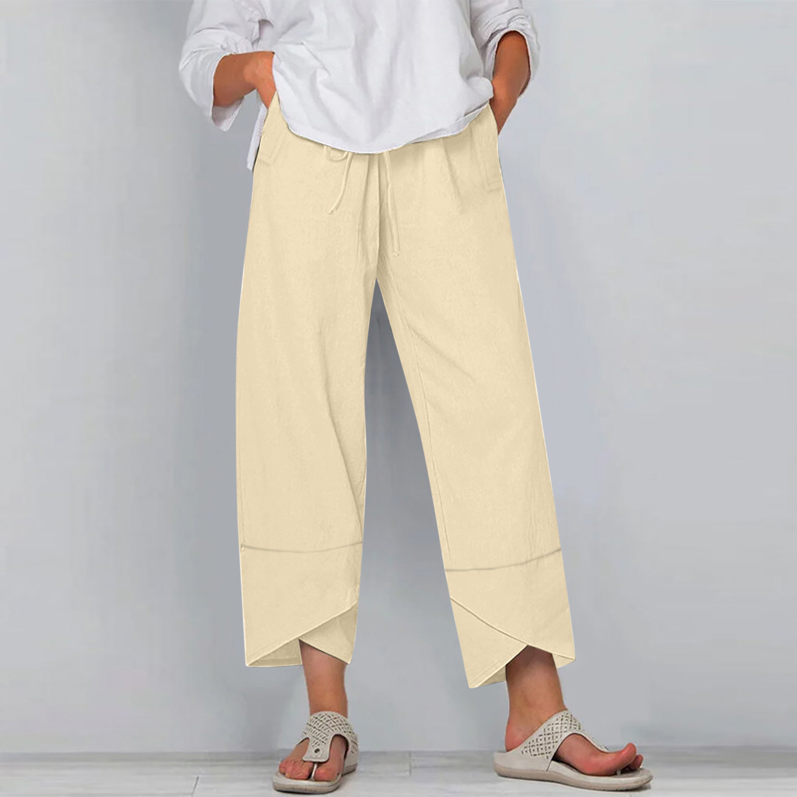 Pantalon Femme élastique Sans Poches - Coupe évasée, Taille élastique - Confortable Pour Randonnée, Camping, Quotidien - Tissu Respirant, Plusieurs Couleurs