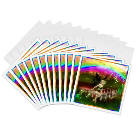 3dRose, Fairy land beautiful rainbow, 12 Greeting Cards with envelopes