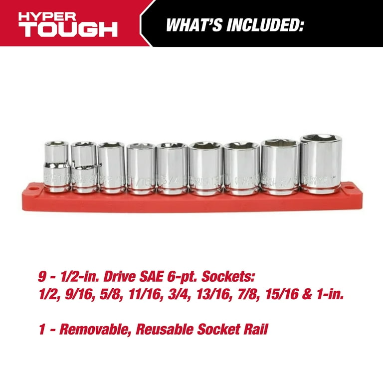 Hyper Tough 21-Piece 1/2 Inch Drive Ratchet and Socket Set with