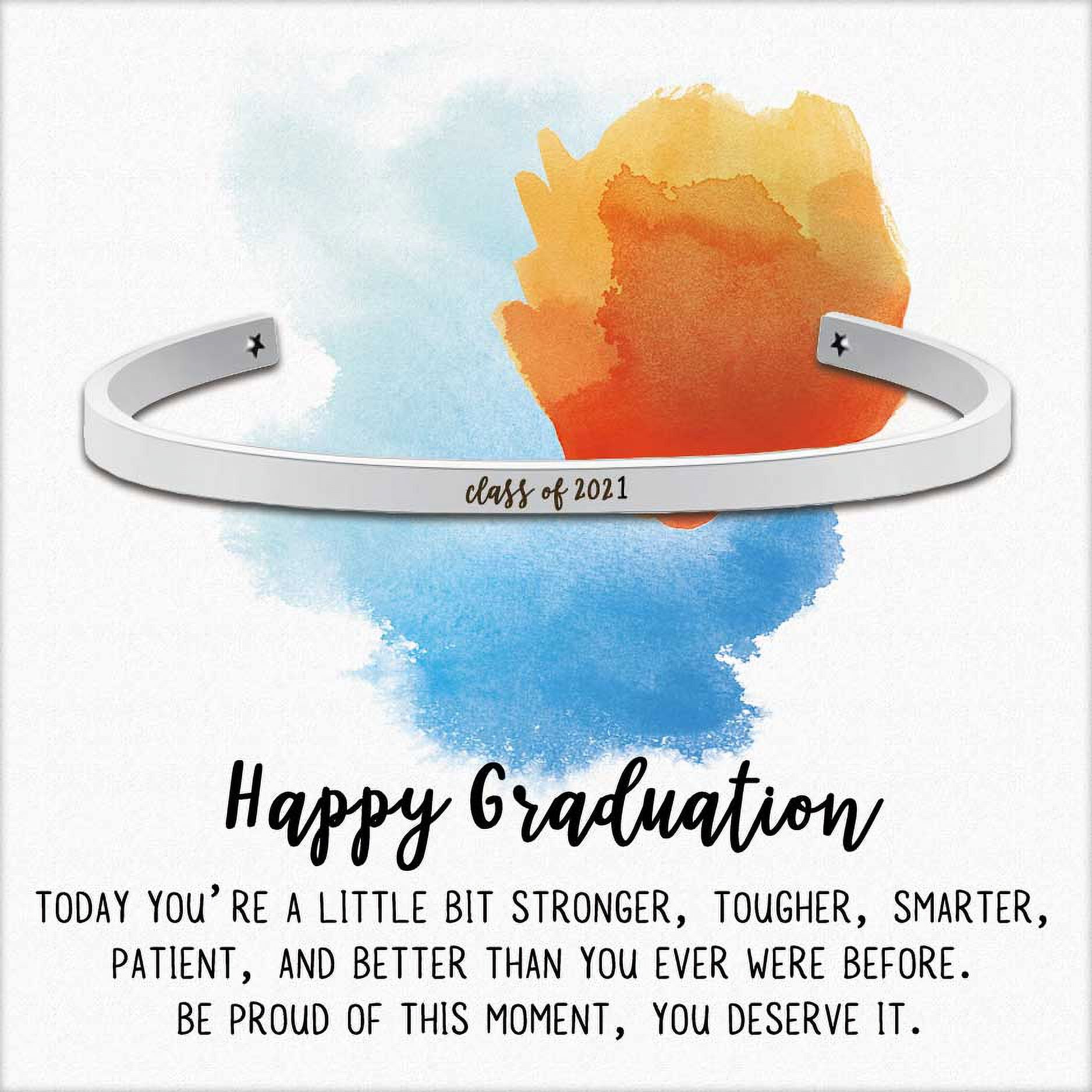 Anavia Happy Graduation Gift for Best Friend - Class of 2021 College Graduation Gift for Friend - Stainless Steel Bangle Gift