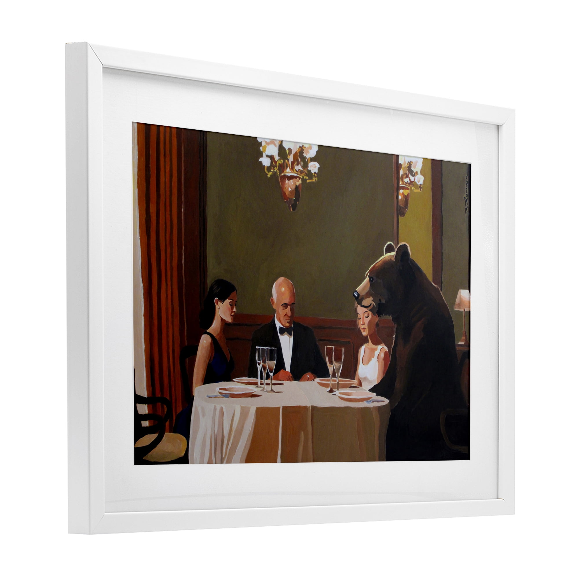 Dinner Guests & Steve White Framed Print Under Glass, design by Keith Thomson