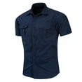 thumbnail image 2 of SWSMCLT Men's Short Sleeve Button Down Mandarin Collar Shirts Shirt Fishing Top Soft Camp Lightweight Button Royal Blue X-Large, 2 of 2