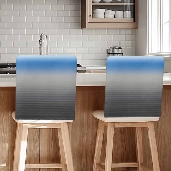 Blue Grey Chair Covers Set of 4 Stripe Gradient Chair Back Covers Stretch Removable Washable Slipcovers Protector for Dining Room Kitchen Party Decor