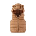 thumbnail image 3 of Kids Bear Ear Hooded Puffer Vest Boys Girls Sleeveless Quilted Warm Gilet Full Zip Lightweight Padded Vest for Toddlers Fall Winter School Daily Outdoor Wear(5-6 Years,Brown), 3 of 3