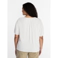 thumbnail image 3 of Terra & Sky Women's Plus Notch Neck Femme Puff Sleeve Top, Sizes 0X-5X, 3 of 5