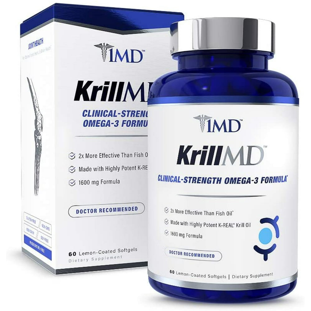 1MD KrillMD Antarctic Krill Oil Omega 3 Supplement