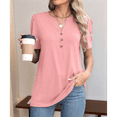 thumbnail image 2 of Top de Verano para Mujer, de Corta, Holgado, con Botones Torcidos, Color Liso, Rosa Talla S, 2 of 4
