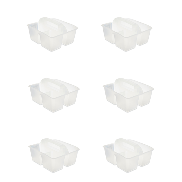 Storex Small Rectangular Plastic Caddy, Desktop Craft and Hobby Organizer, 8.75’’ x 7.67’’ x 4.44’’, Clear