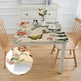 thumbnail image 2 of BANET Spring Square Fitted Tablecloth, Butterfly Botany Florals Wipe Clean Polyester Table Cloth, Fit for Square Table, for Outdoor Picnic Camping and Indoor Kitchen Dining Party Decor, Beige 52*52, 2 of 8