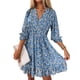 thumbnail image 1 of VISgogo Vestido de Mujer, Media Manga Cuello en V Estampado Floral Cintura Alta Adelgazante Patchwork Casual Club Vestido de Fiesta VISgogo moda, 1 of 4