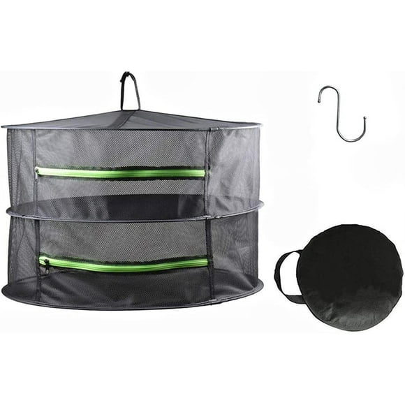 SHSLING 8/6/4/2 Layer Herb Drying Rack Net Mesh with Green Zippers, Mesh Hanging Plant Dry,Herb Dry Net for Garden