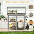 thumbnail image 4 of Potting , Outdoor Potting  Table with Removable Sink, HDPS Potting Benches for Outside, Garden Table with Storage Shelves & 4 Side Hooks, No Rot, No Fade, No Break, 360lbs Capacity, 4 of 8