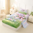 thumbnail image 2 of Erosebridal Rainbow Easter Eggs Twin Sheet Sets,Pink Ribbon Bows Blossom Hydrangea Bedding For Girl Kids 3pcs, 2 of 6