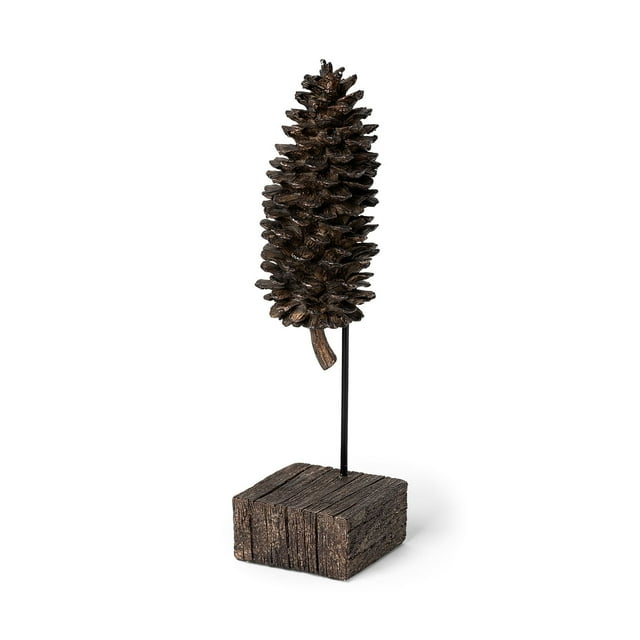 homeroots Décor à la Maison 392410 Brun Résine en Forme de Pomme de Pin Sculpture