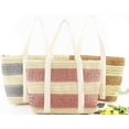 thumbnail image 5 of Kukuzhu Women Stripe Straw Tote Bag Large Handmade Woven Beach Bag Summer Elegant Travel Shoulder Bag, 5 of 7