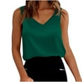 thumbnail image 2 of Fanxing Ladies Satin Tank Tops Cozy Sleeveless T Shirts for Women 2025 Summer Going Out Tops Green,L, 2 of 6
