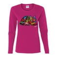 thumbnail image 2 of Colorful Rainbow Cat Animal Lover Womens Graphic Long Sleeve T-Shirt, Fuschia, X-Large, 2 of 3