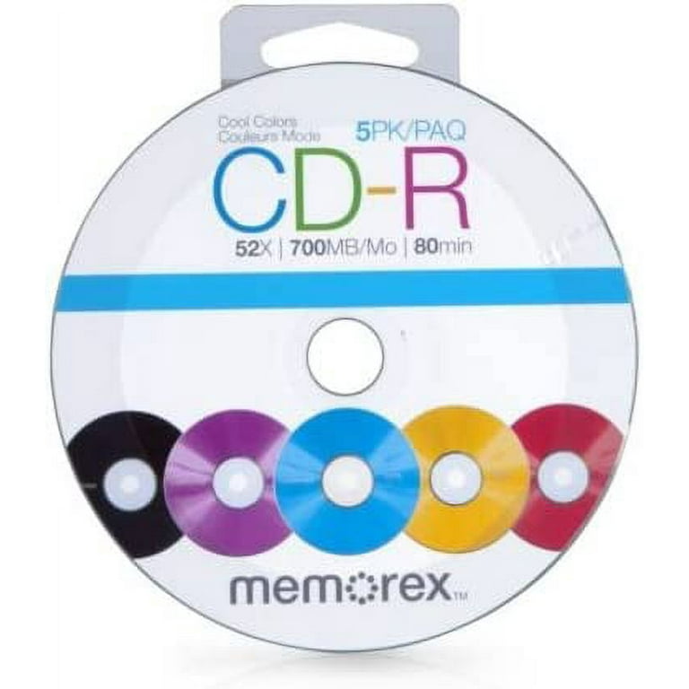 5 Pack Memorex 24x CD-R CDR blank disc 700MB data 80min music with sleeve