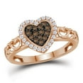 thumbnail image 2 of 10kt Rose Gold Womens Round Cognac-brown Colored Diamond Heart Love Ring 1/4 Cttw, 2 of 2